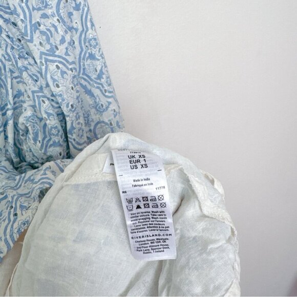 River Island Womens Xsmall Paisley Boho Slit Neck Long Sleeve Dress - Picture 10 of 14